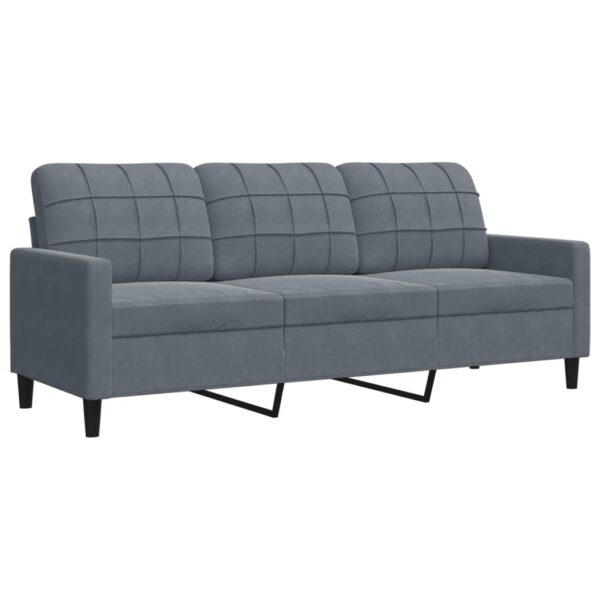 3 pcs conjunto de sofás com almofadões veludo cinzento-escuro - Image 3