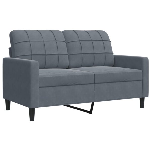 3 pcs conjunto de sofás com almofadões veludo cinzento-escuro - Image 4