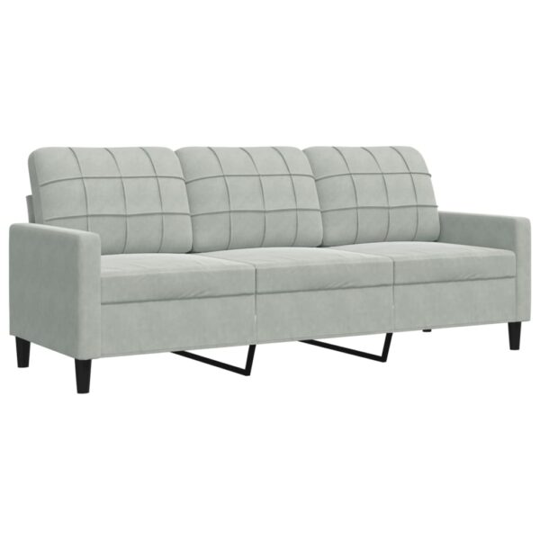 2 pcs conjunto sofás com almofadões e rolos veludo cinza-claro - Image 3