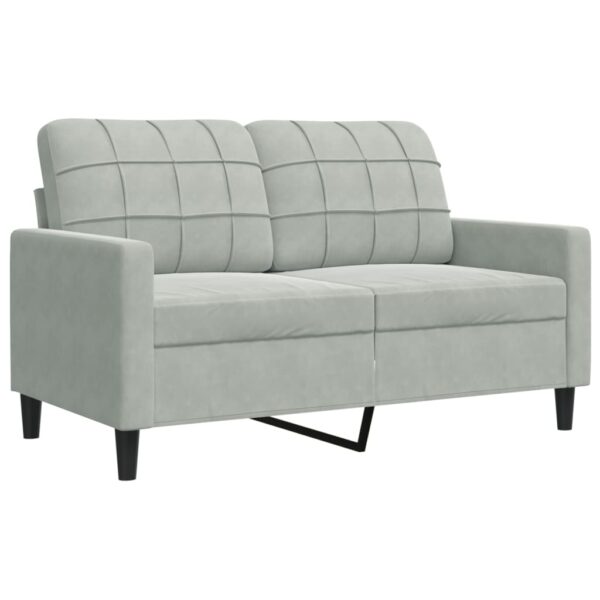 2 pcs conjunto sofás com almofadões e rolos veludo cinza-claro - Image 4
