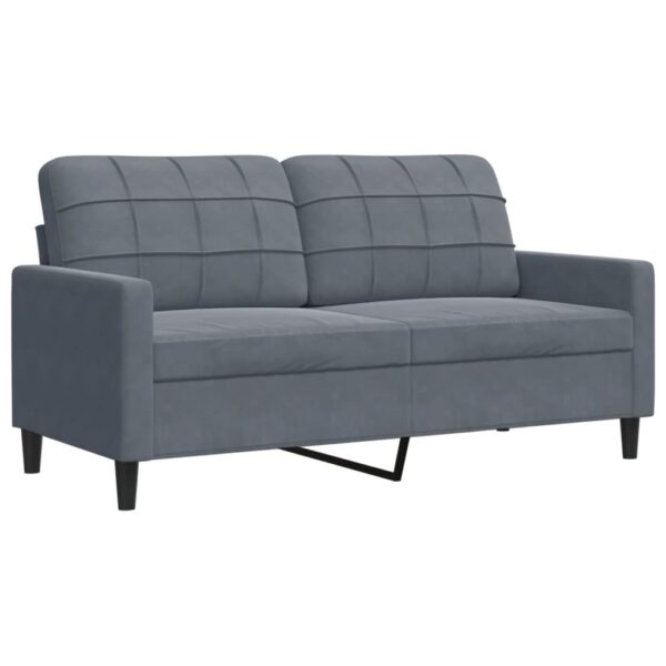 4 pcs conjunto de sofás com almofadões veludo cinzento-escuro - Image 4