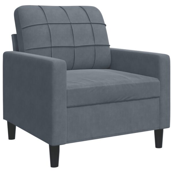 4 pcs conjunto de sofás com almofadões veludo cinzento-escuro - Image 5