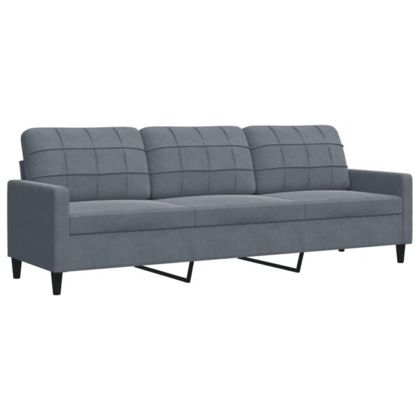 3 pcs conjunto sofás com almofadões e rolos veludo cinza-escuro - Image 3