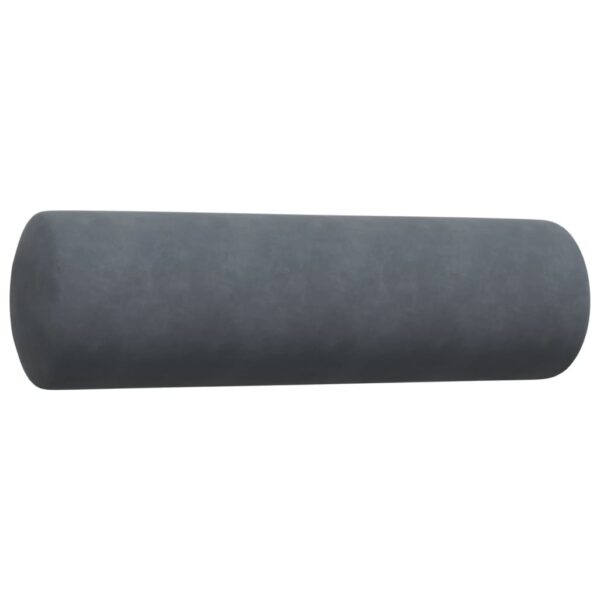 3 pcs conjunto sofás com almofadões e rolos veludo cinza-escuro - Image 6