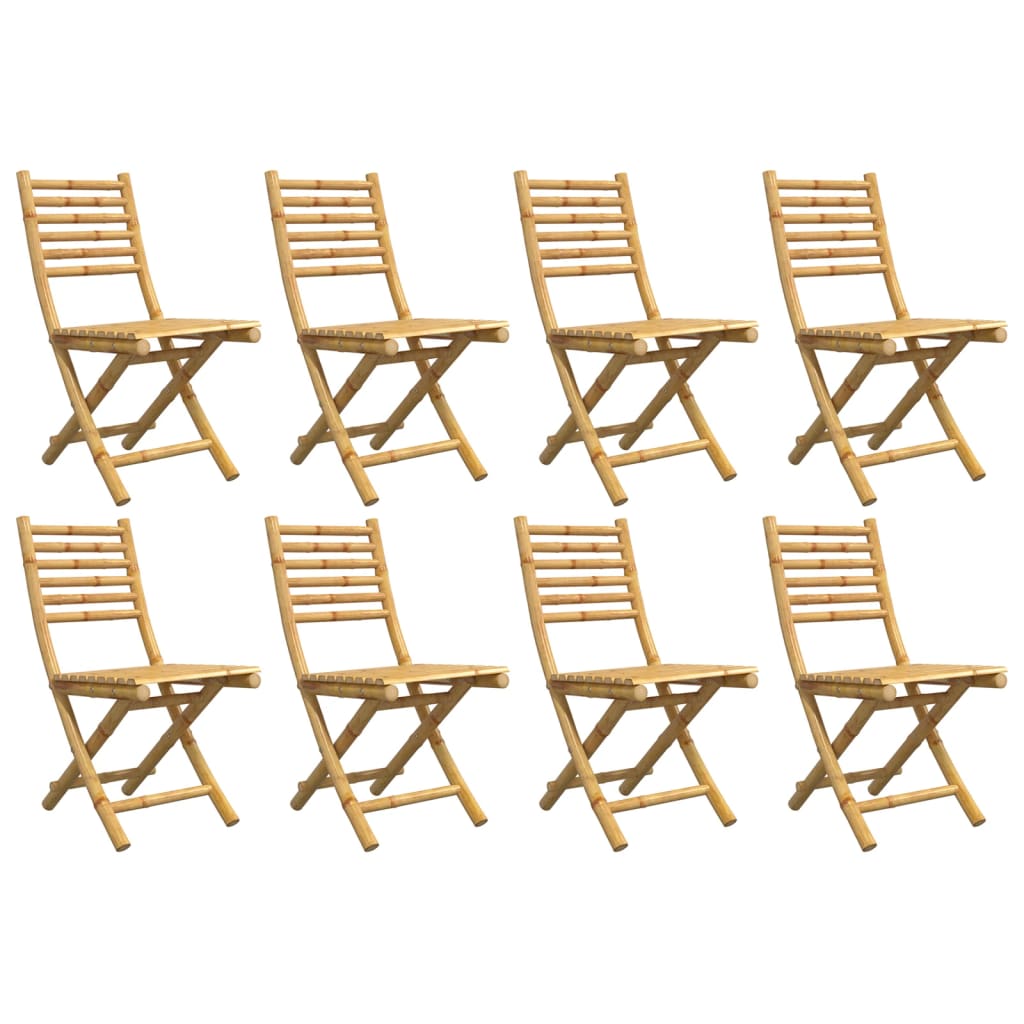 Cadeiras de jardim dobráveis 8 pcs 43x54x88 cm bambu - Image 3