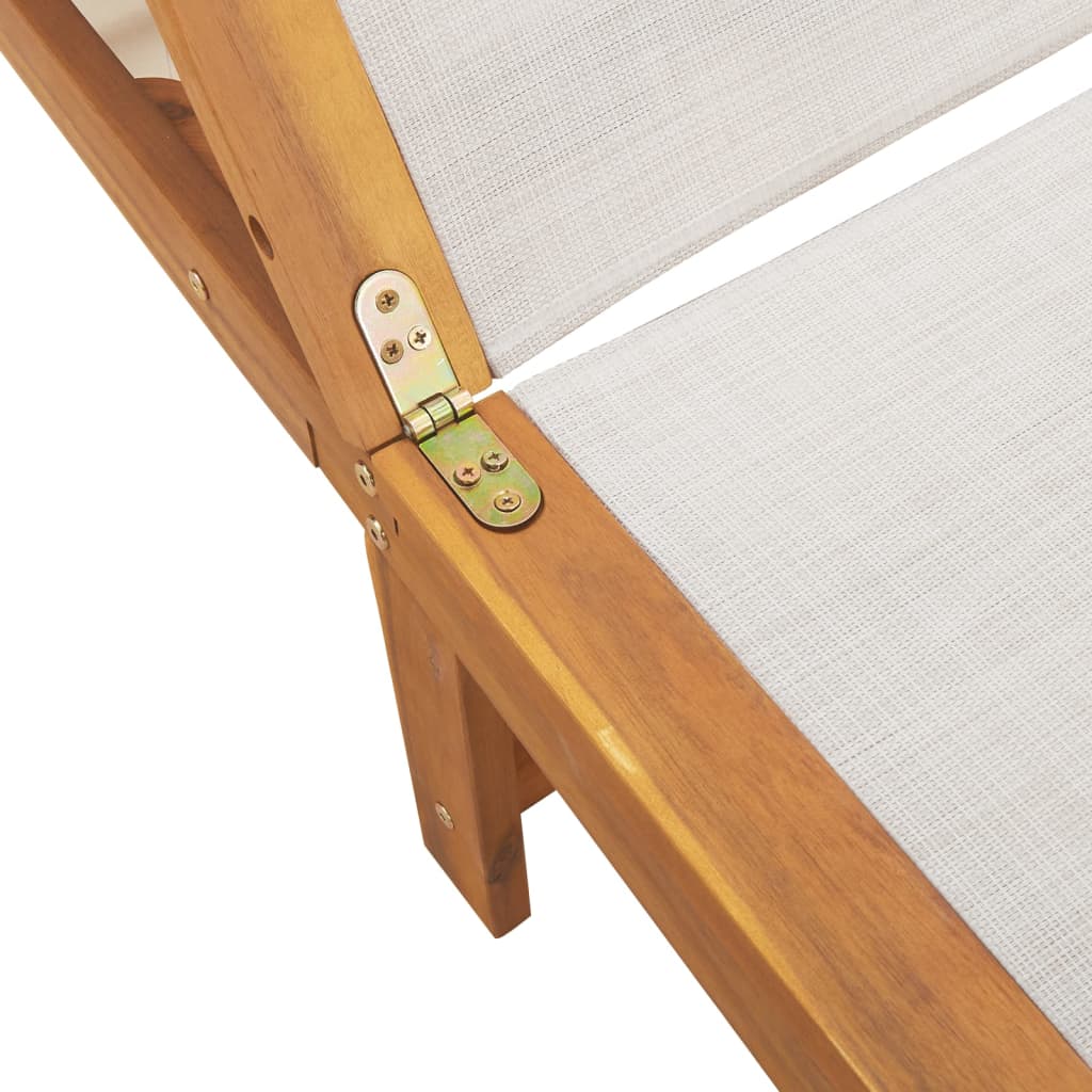 Espreguiçadeiras com mesa 2 pcs acácia maciça/textilene cinza - Image 7