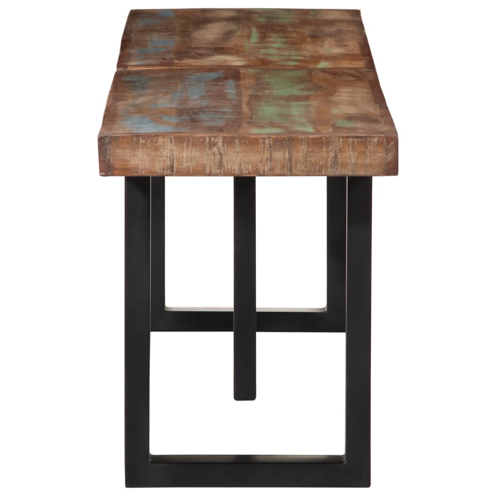 Banco 160 cm madeira recuperada maciça e aço - Image 3