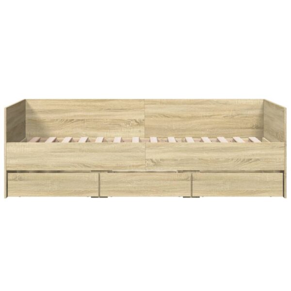 Sofá-cama com gavetas sem colchão 90x200 cm carvalho sonoma - Image 3