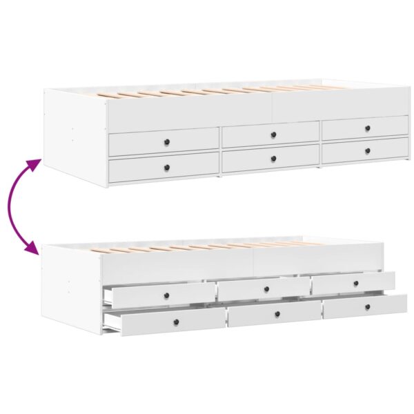 Sofá-cama com gavetas sem colchão 75x190 cm branco - Image 6