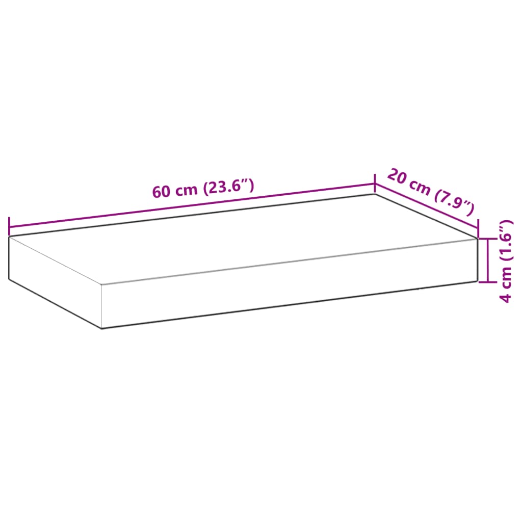 Prateleiras flutuantes 2pcs 60x20x4cm acácia maciça não tratada - Image 8