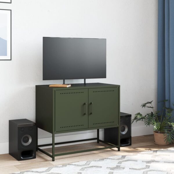 Móvel de TV 68,5x39x60,5 aço verde azeitona - Image 2