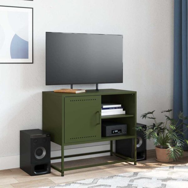 Móvel de TV 68x39x60,5 cm aço verde azeitona - Image 2