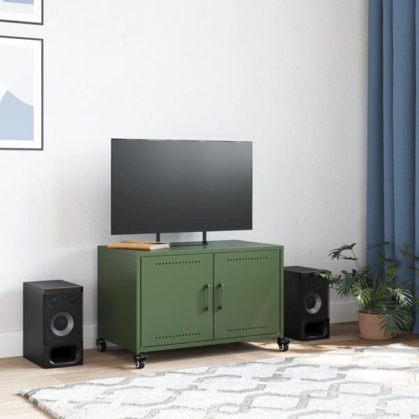 Móvel de TV 68x39x43,5 cm aço verde azeitona - Image 2