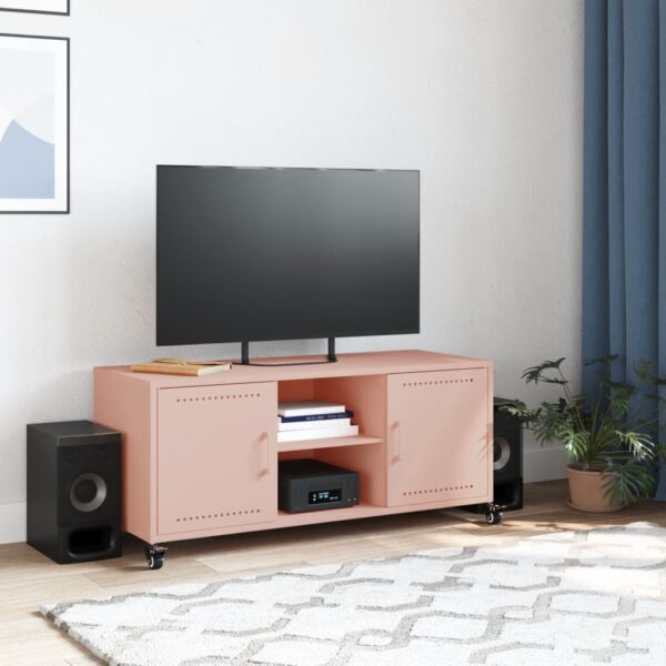Móvel de TV 100,5x39x43,5 cm aço rosa - Image 2