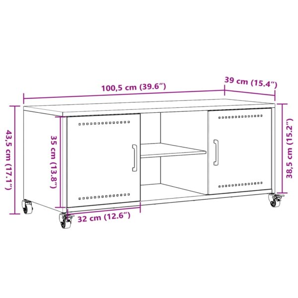 Móvel de TV 100,5x39x43,5 cm aço antracite - Image 11