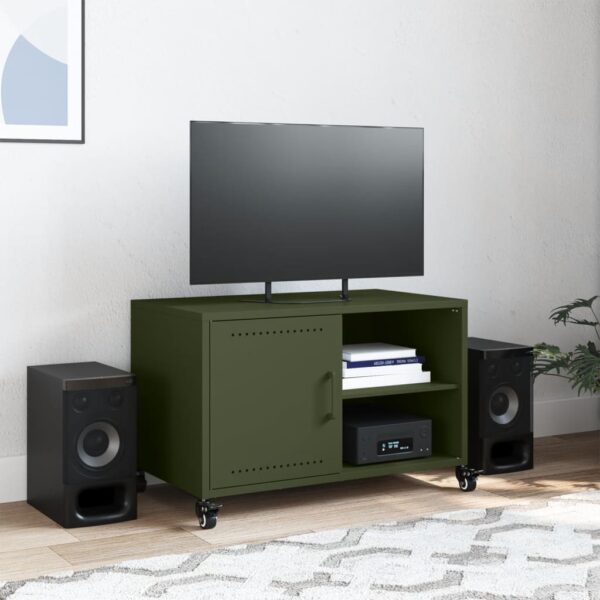 Móvel de TV 68x39x43,5 cm aço verde azeitona - Image 2