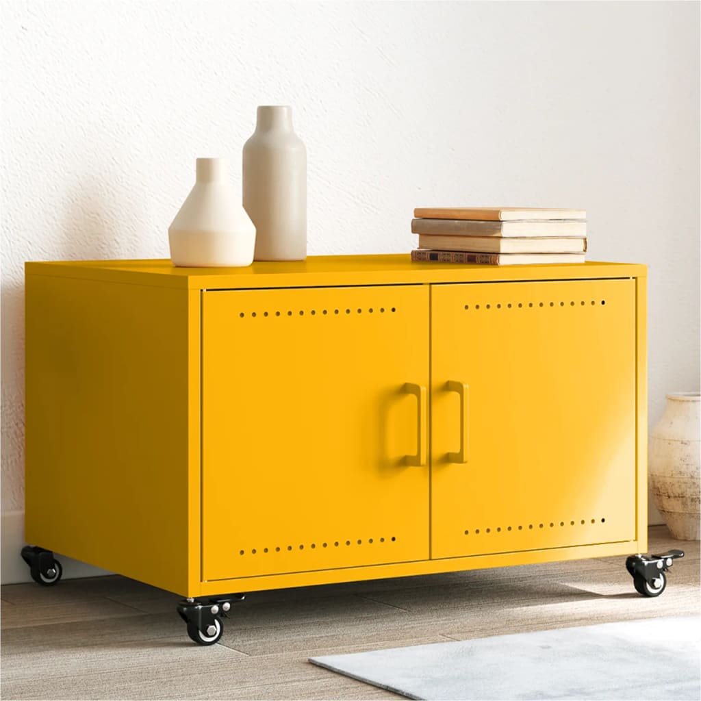 Mesa de centro 68x50x43,5 cm aço amarelo mostarda