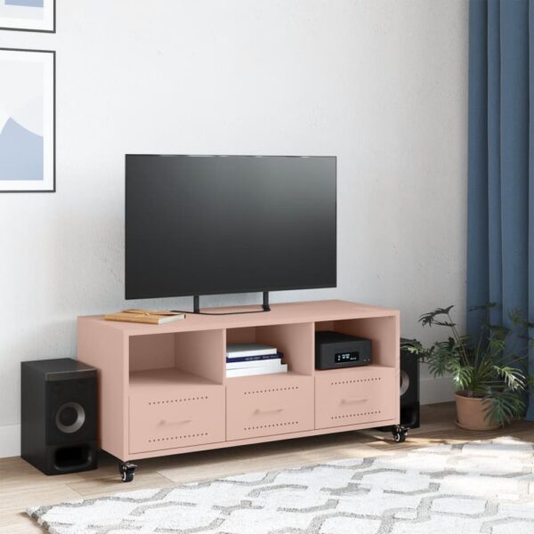 Móvel de TV 100,5x39x43,5 cm aço rosa - Image 2