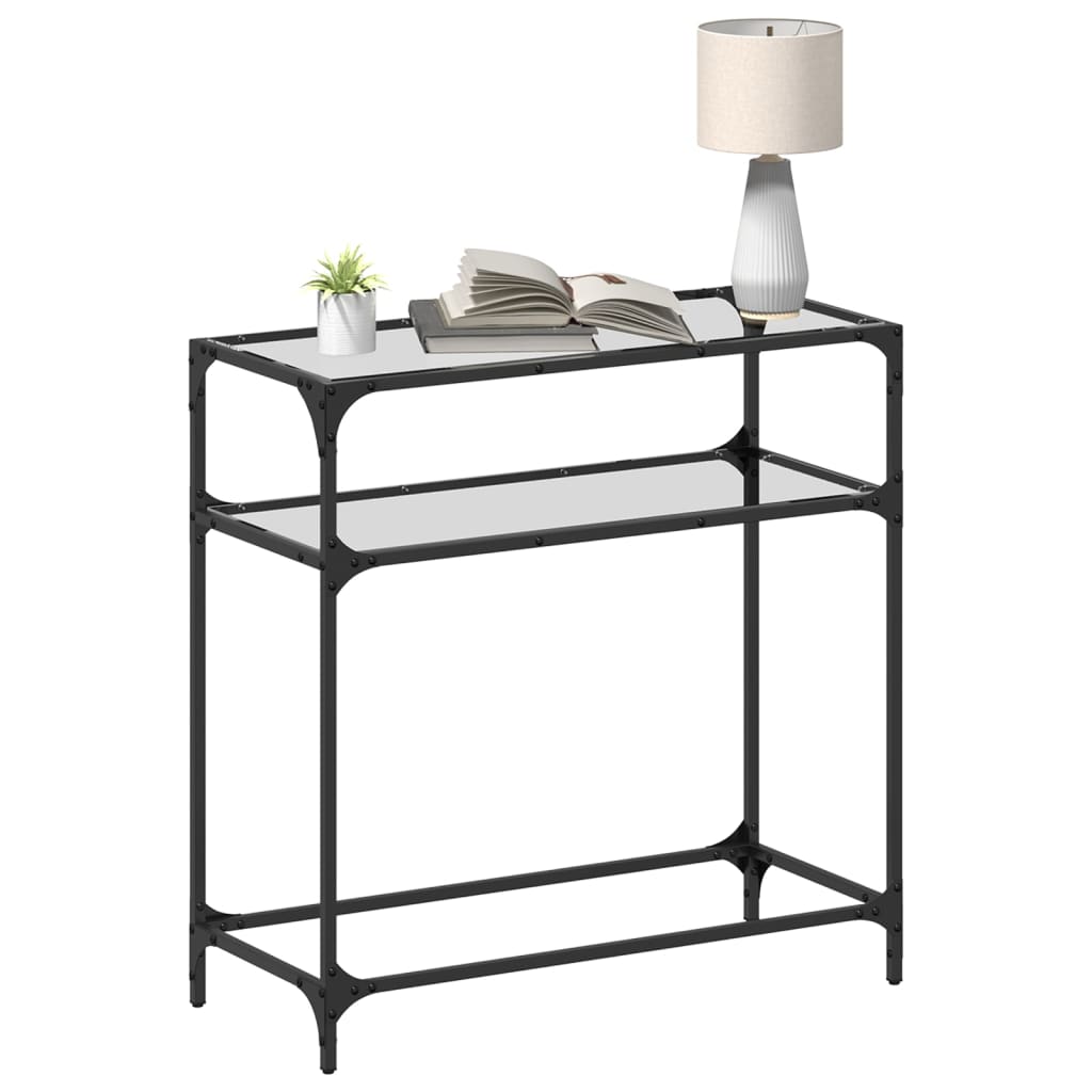 Mesa consola com tampo em vidro transparente 80x35x81 cm aço - Image 2