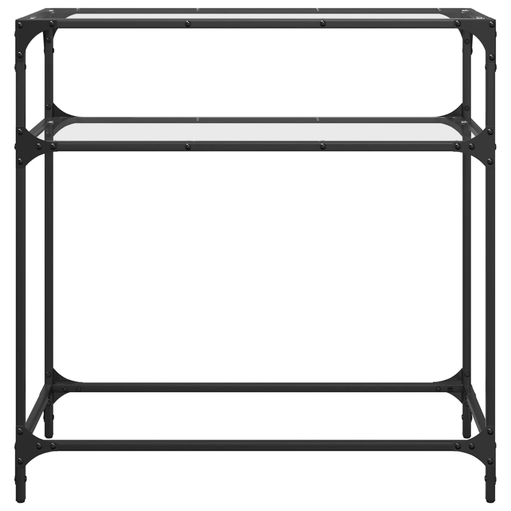 Mesa consola com tampo em vidro transparente 80x35x81 cm aço - Image 3