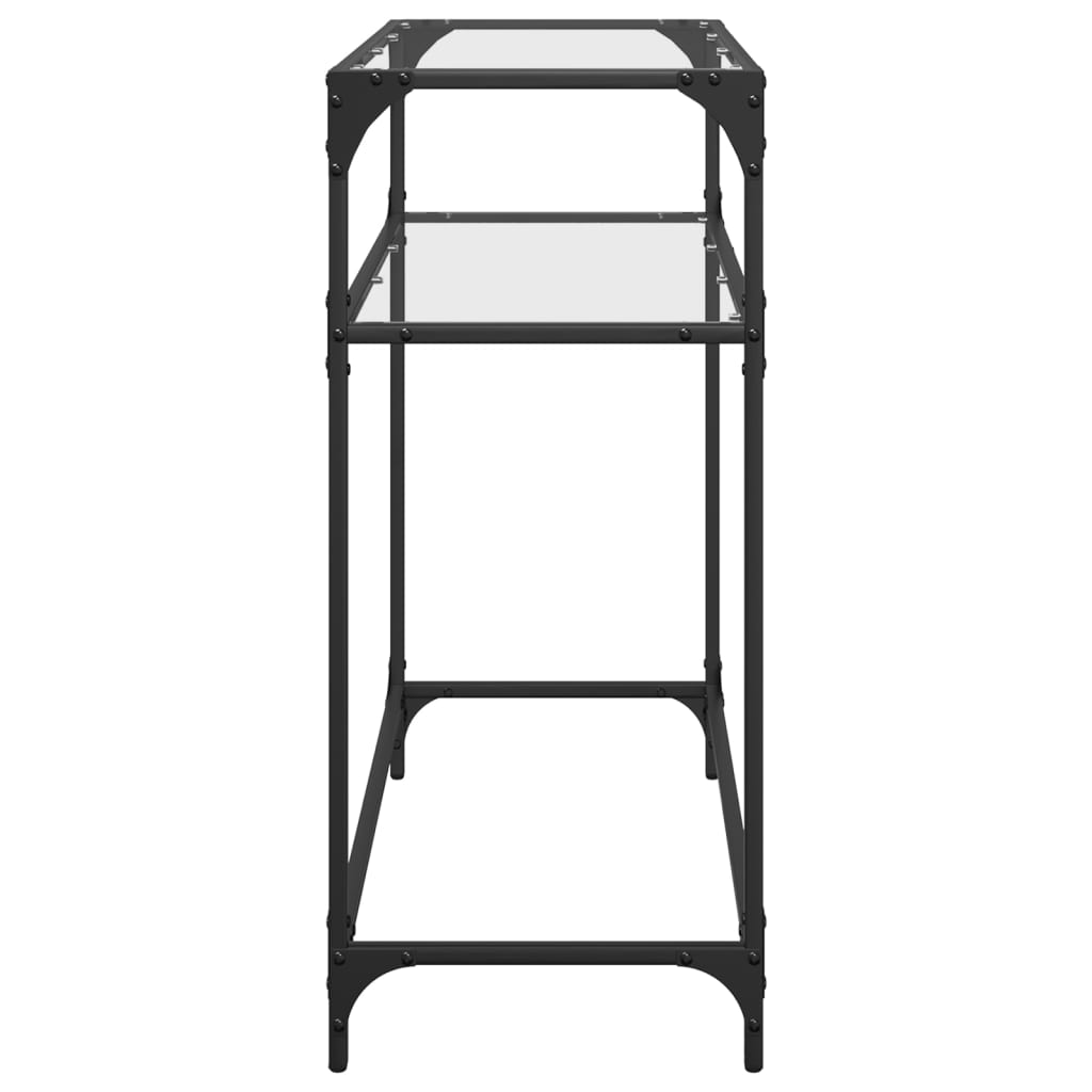 Mesa consola com tampo em vidro transparente 80x35x81 cm aço - Image 4
