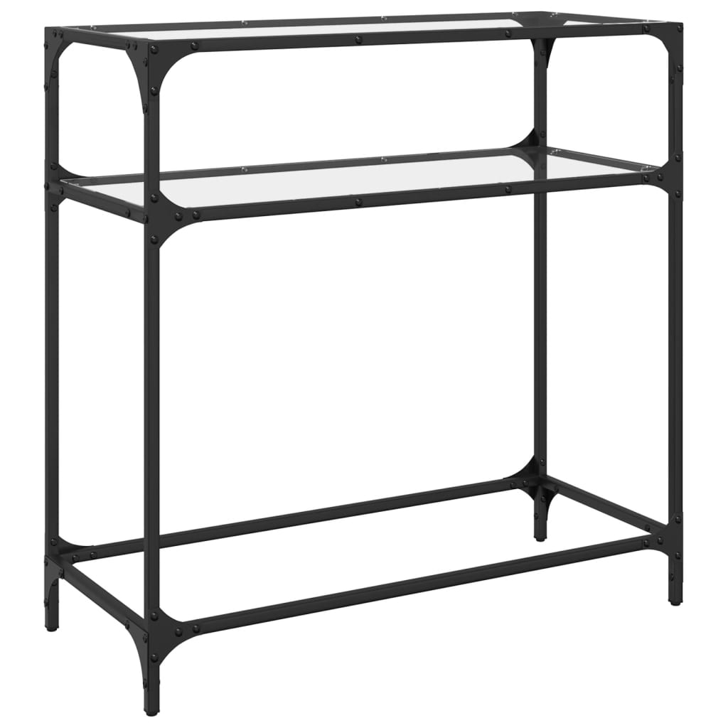 Mesa consola com tampo em vidro transparente 80x35x81 cm aço - Image 5
