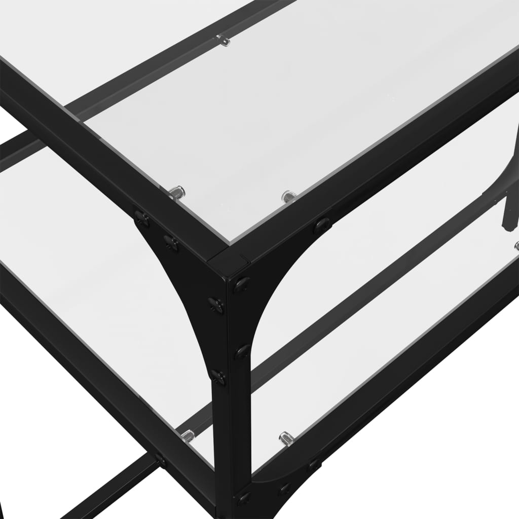 Mesa consola com tampo em vidro transparente 80x35x81 cm aço - Image 6
