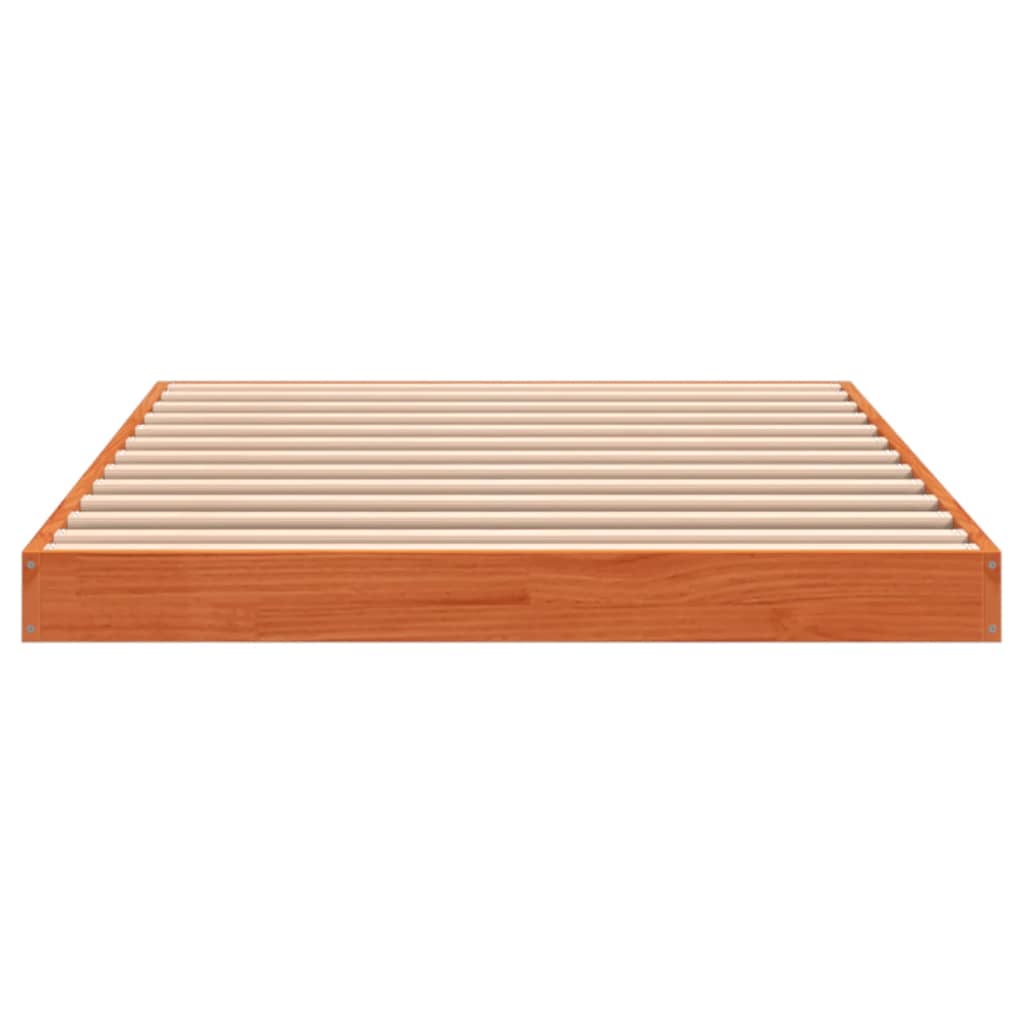 Estrutura de cama 100x200 cm madeira pinho maciça castanho cera - Image 4