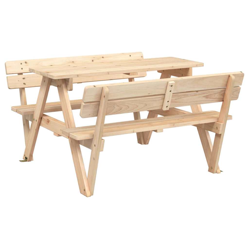 Mesa de piquenique para 4 crianças com guarda-sol abeto maciço - Image 7