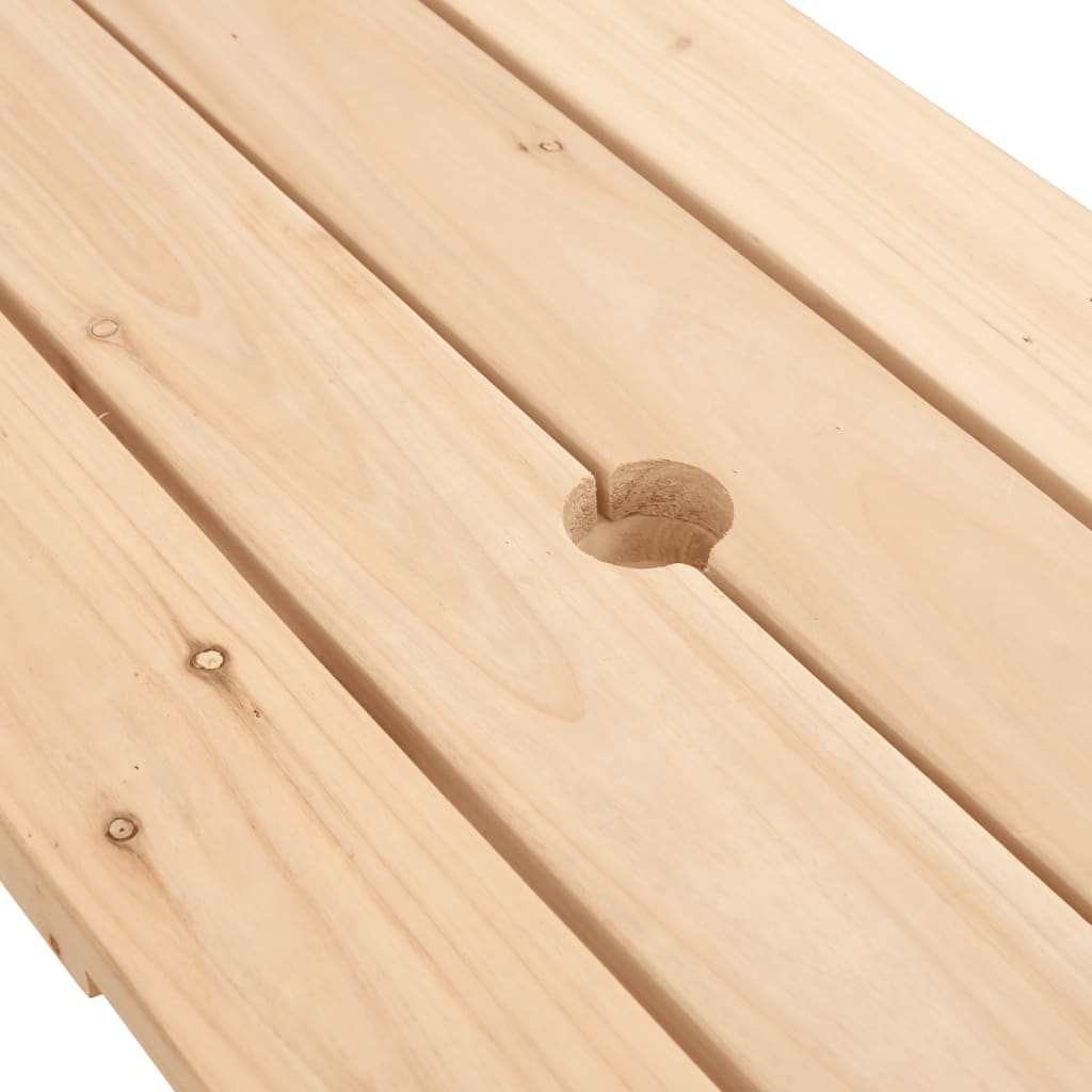 Mesa de piquenique para 4 crianças com guarda-sol abeto maciço - Image 9