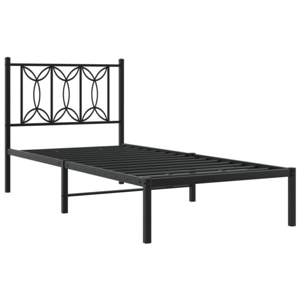 Estrutura de cama com cabeceira 80x200 cm metal preto - Image 2