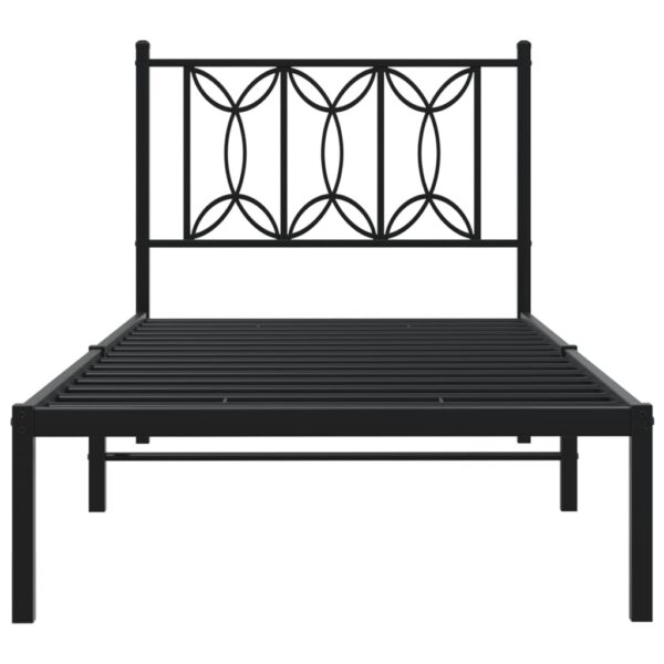 Estrutura de cama com cabeceira 80x200 cm metal preto - Image 3