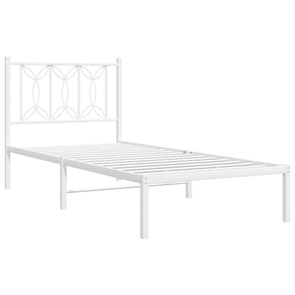 Estrutura de cama sem colchão com cabeceira 75x190 cm branco - Image 2