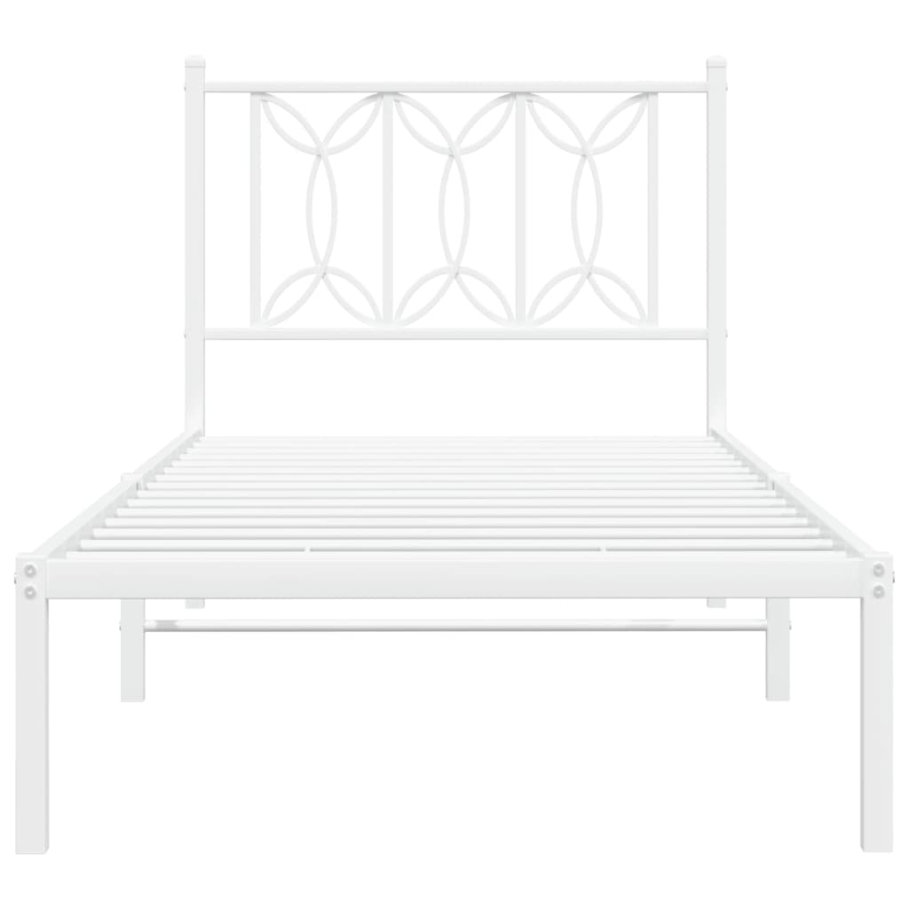 Estrutura de cama sem colchão com cabeceira 75x190 cm branco - Image 3