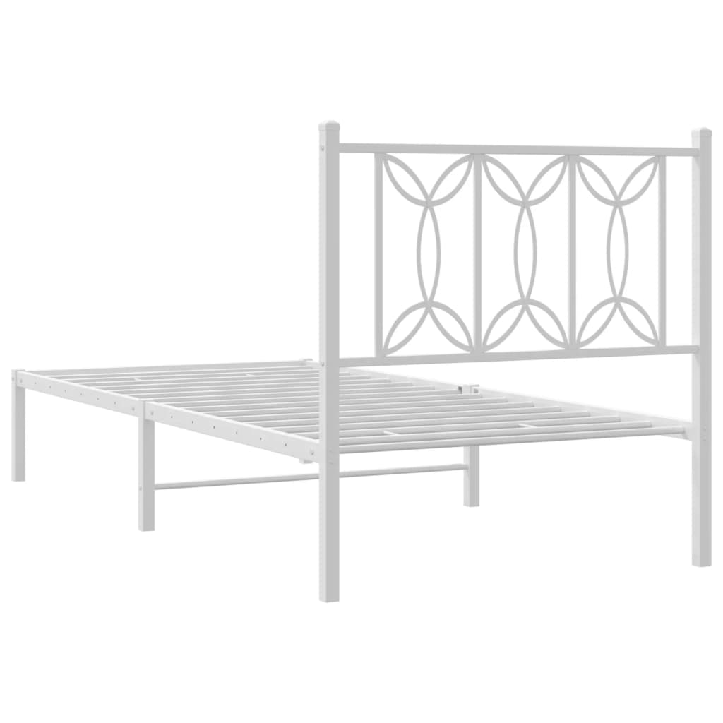 Estrutura de cama sem colchão com cabeceira 75x190 cm branco - Image 5