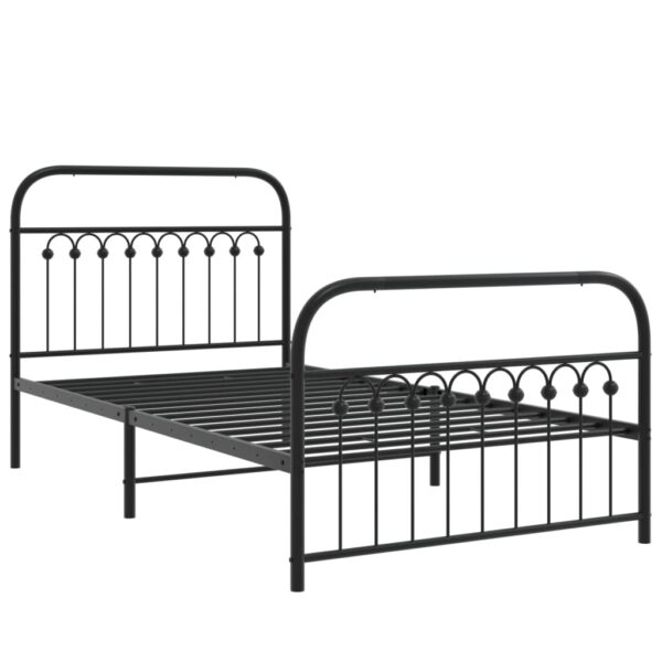 Estrutura de cama com cabeceira e pés 100x190 cm metal preto - Image 2