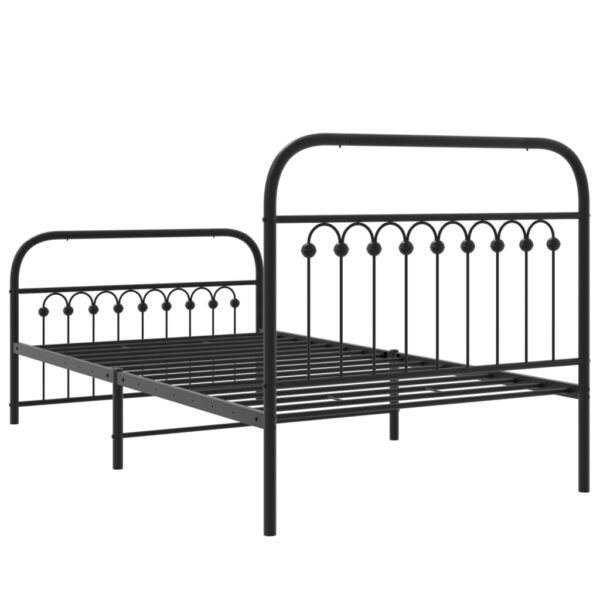 Estrutura de cama com cabeceira e pés 100x190 cm metal preto - Image 5