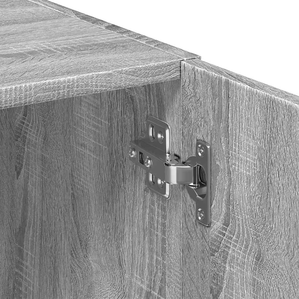 Armário de arrumação estreito derivados de madeira cinza sonoma - Image 9