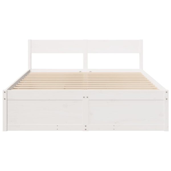 Cama sem colchão 160x200 cm madeira de pinho maciça branco - Image 3