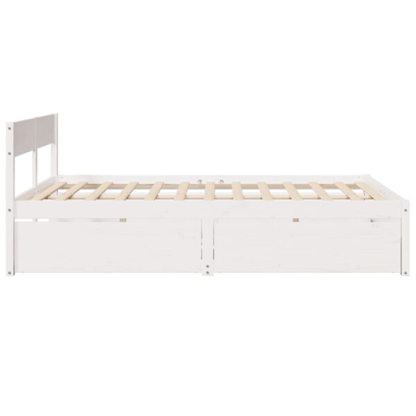 Cama sem colchão 160x200 cm madeira de pinho maciça branco - Image 4