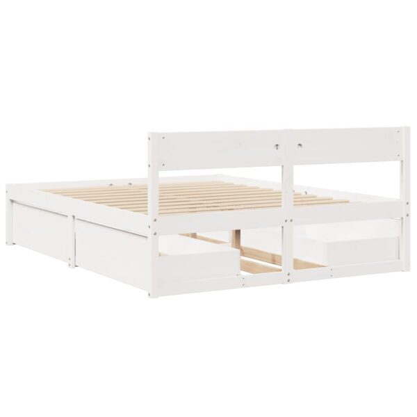 Cama sem colchão 160x200 cm madeira de pinho maciça branco - Image 5