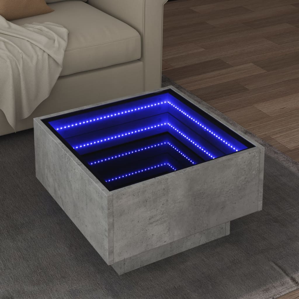 Mesa de centro c/ LEDs 50x50x30 cm derivados de madeira