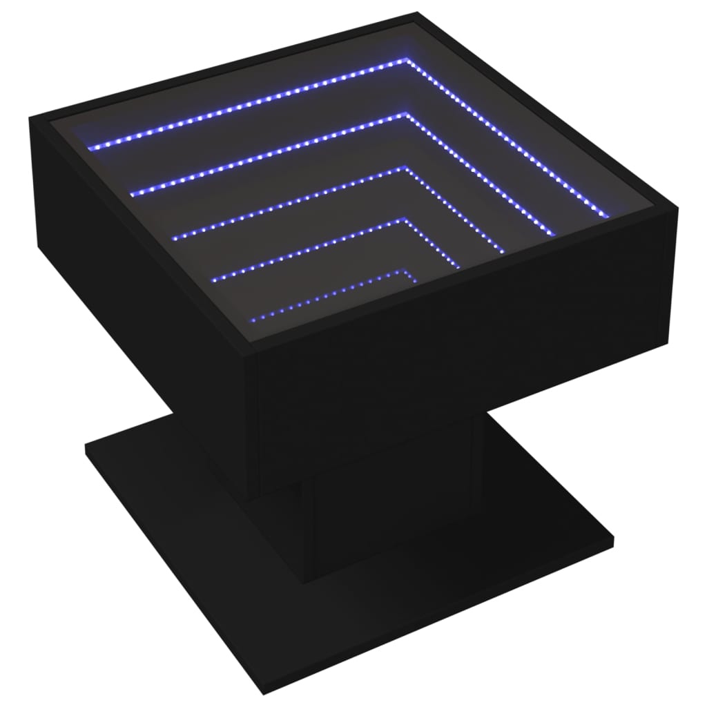 Mesa de centro c/ LEDs 50x50x45cm contraplacado preto brilhante - Image 2