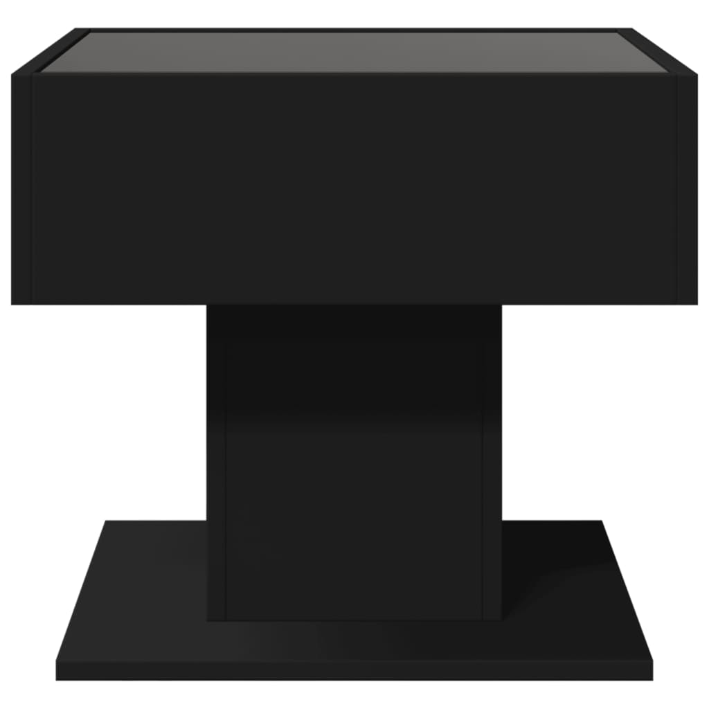 Mesa de centro c/ LEDs 50x50x45cm contraplacado preto brilhante - Image 5