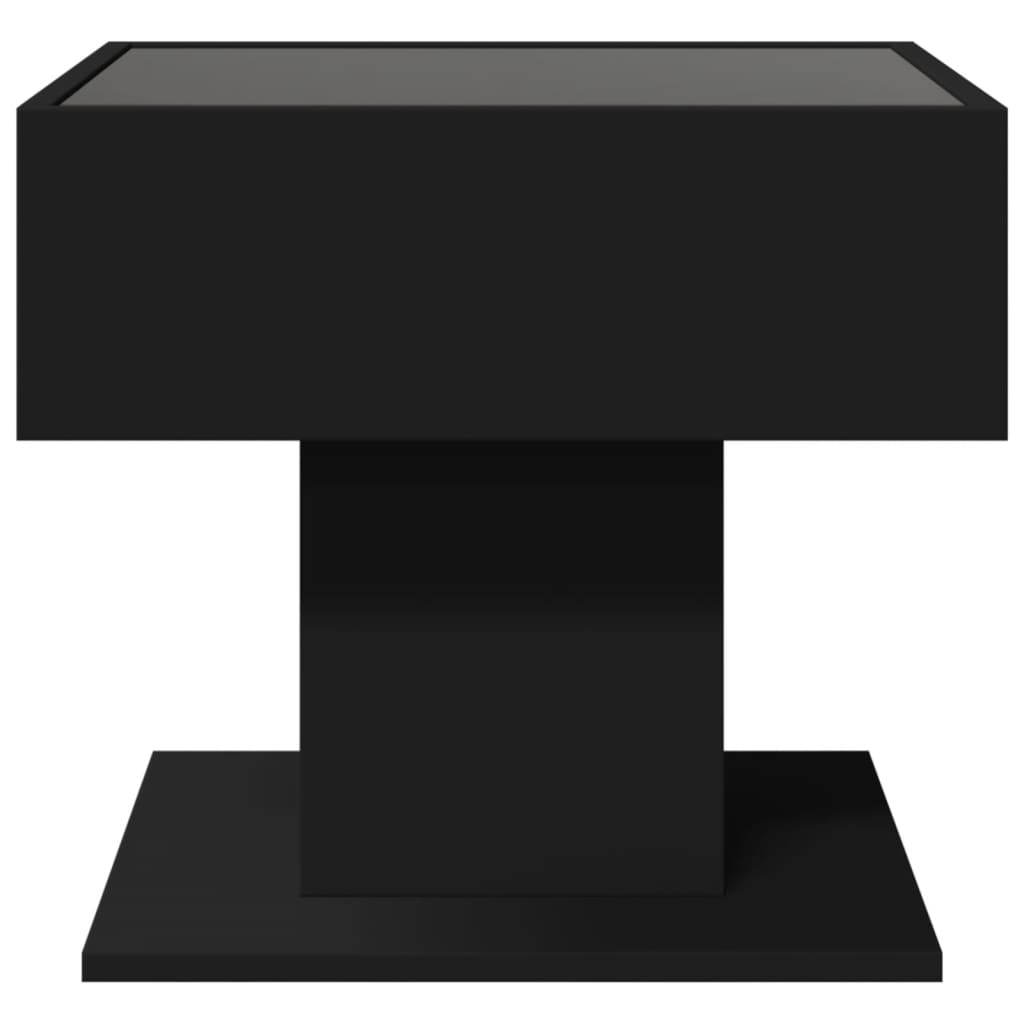 Mesa de centro c/ LEDs 50x50x45cm contraplacado preto brilhante - Image 6