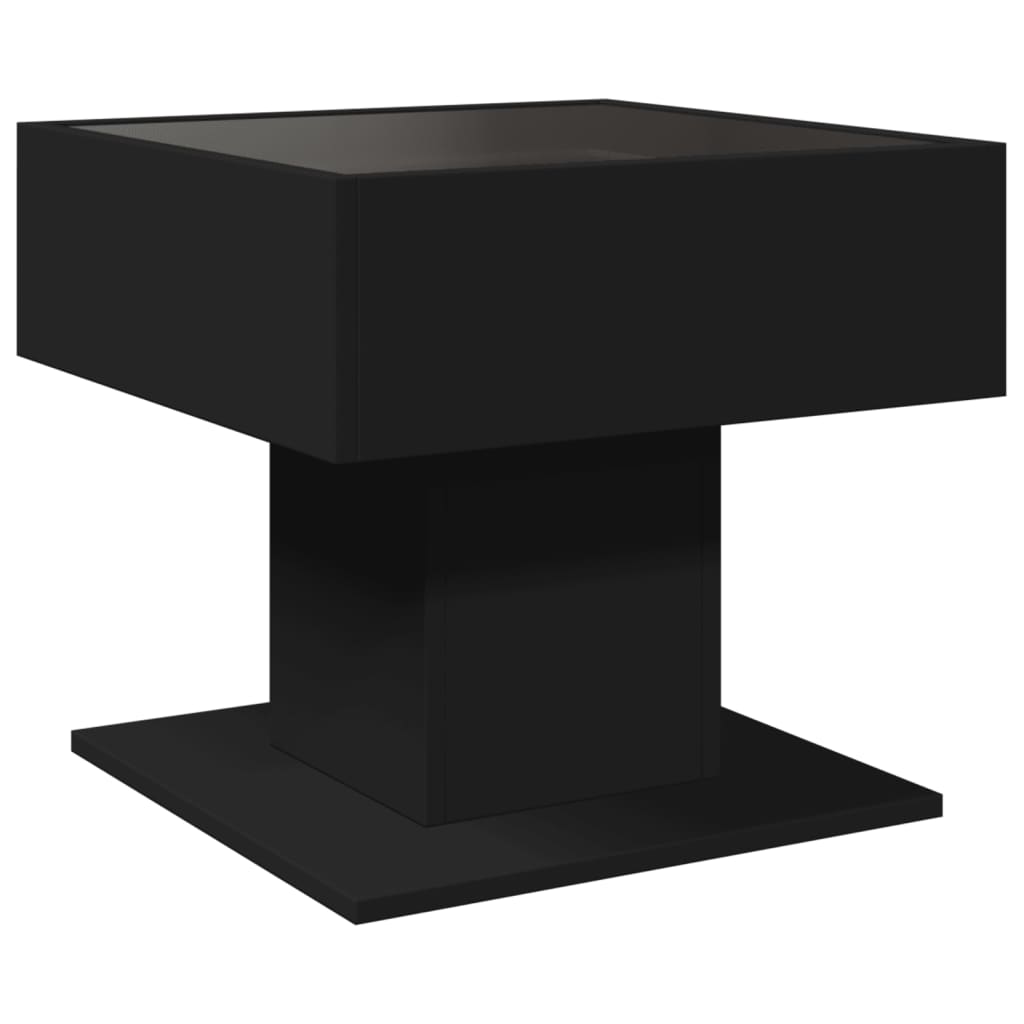 Mesa de centro c/ LEDs 50x50x45cm contraplacado preto brilhante - Image 7
