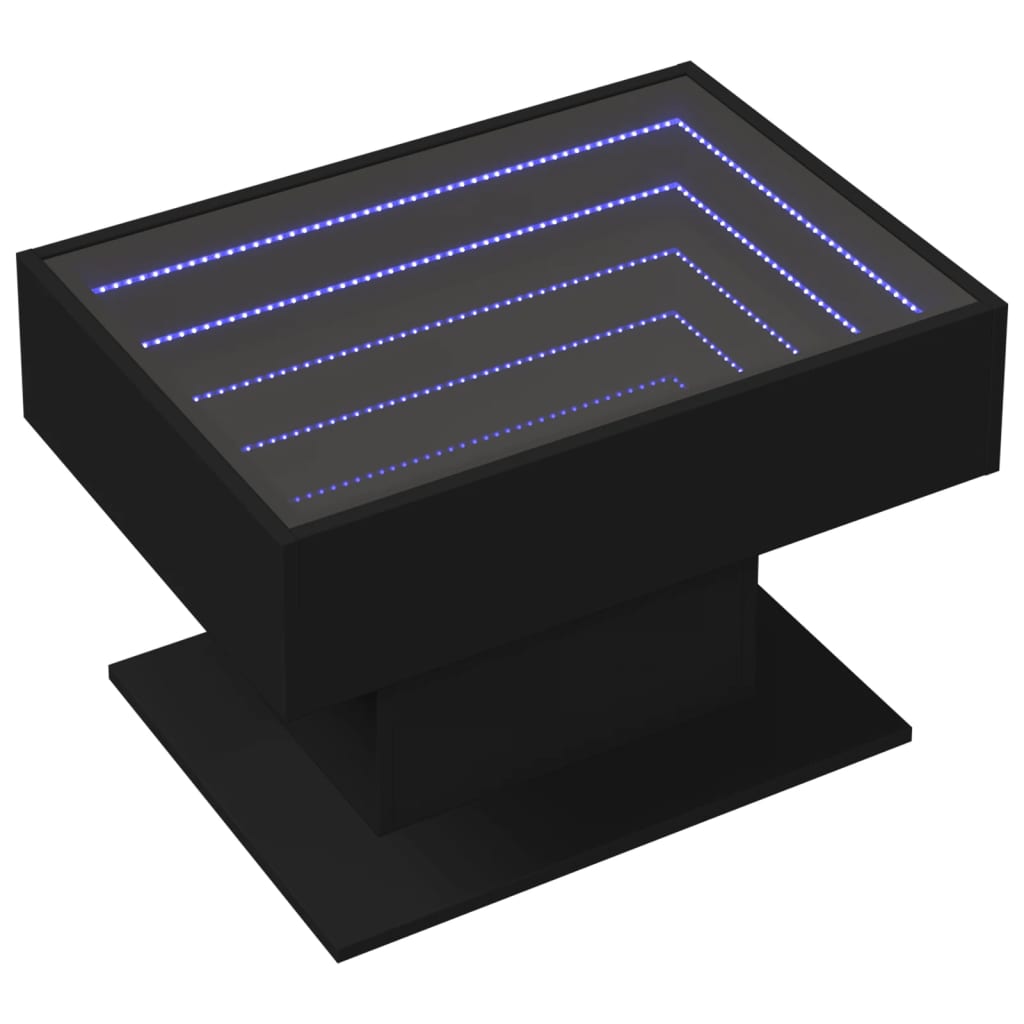 Mesa de centro c/ LEDs 70x50x45 cm derivados de madeira preto - Image 2