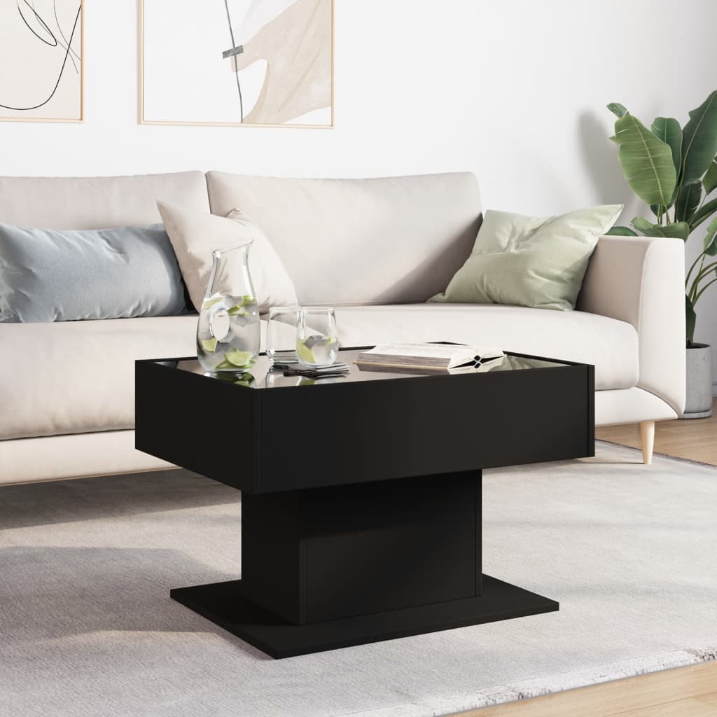Mesa de centro c/ LEDs 70x50x45 cm derivados de madeira preto - Image 3