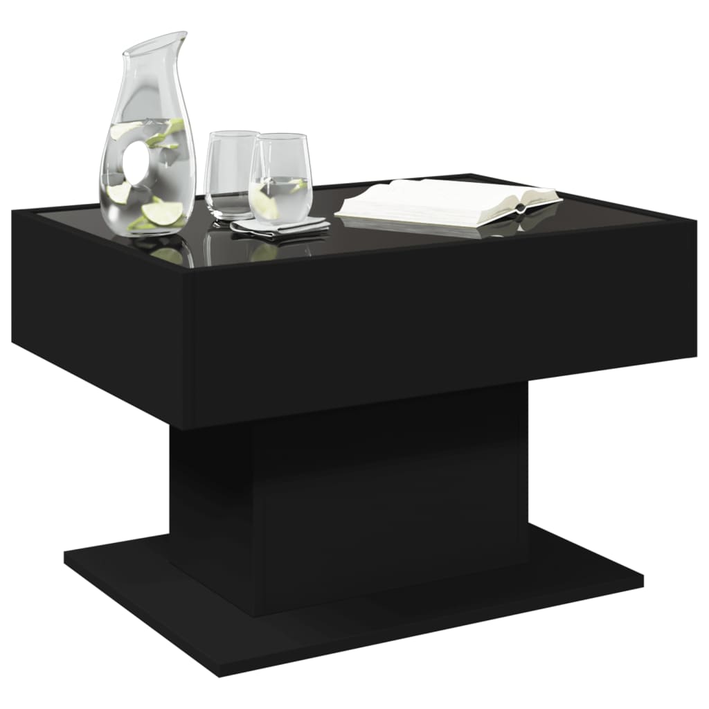 Mesa de centro c/ LEDs 70x50x45 cm derivados de madeira preto - Image 4