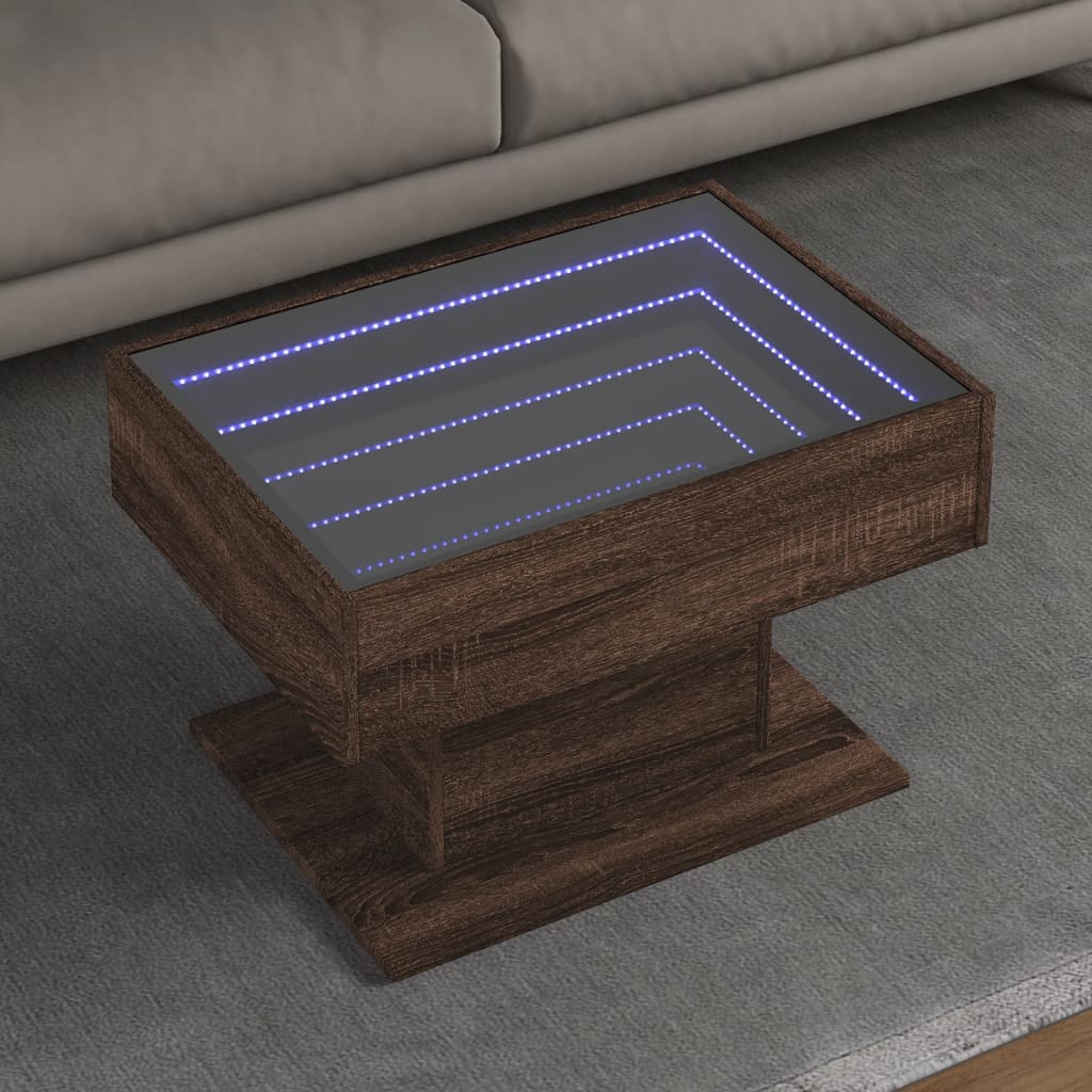 Mesa de centro c/ LEDs 70x50x45 cm derivados de madeira